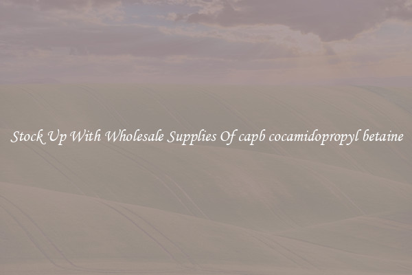 Stock Up With Wholesale Supplies Of capb cocamidopropyl betaine