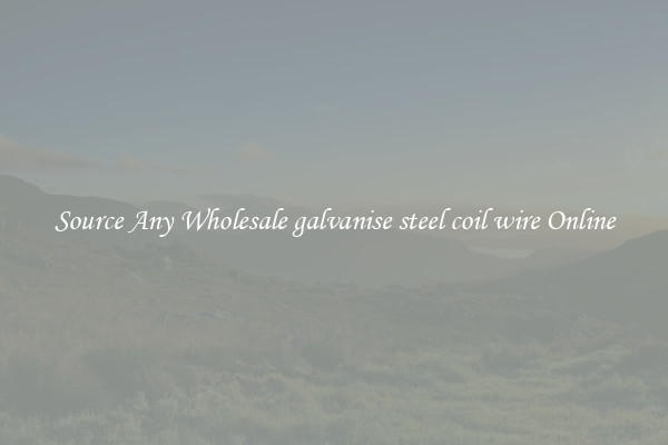 Source Any Wholesale galvanise steel coil wire Online