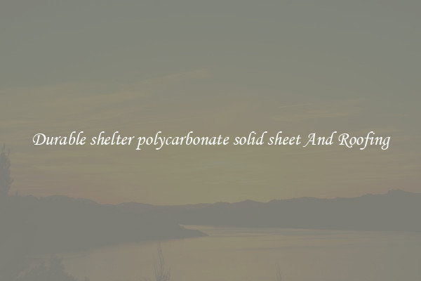 Durable shelter polycarbonate solid sheet And Roofing