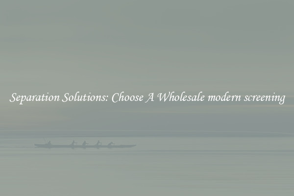 Separation Solutions: Choose A Wholesale modern screening